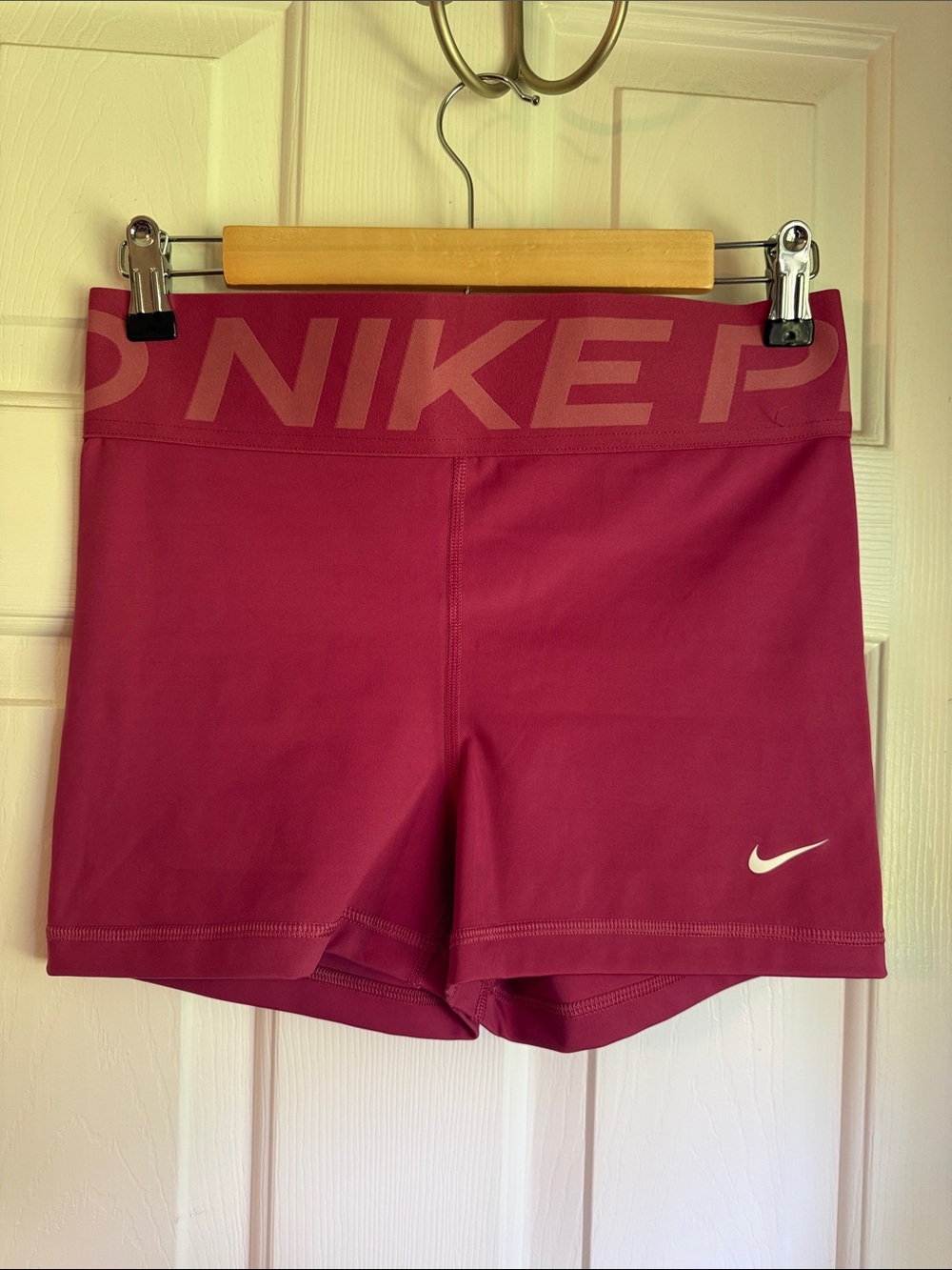 Nike Women's Raspberry Pink Performance Shorts with Logo Waistband